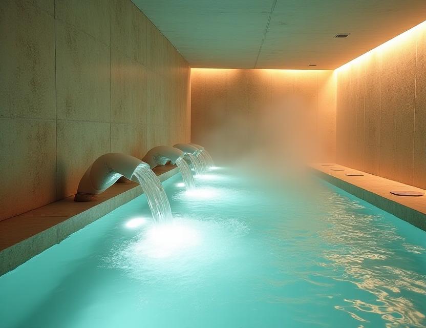 Luxury hydrotherapy pool with swan neck jets