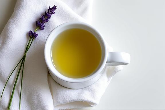 Relaxing spa aftercare with herbal tea and warm towels